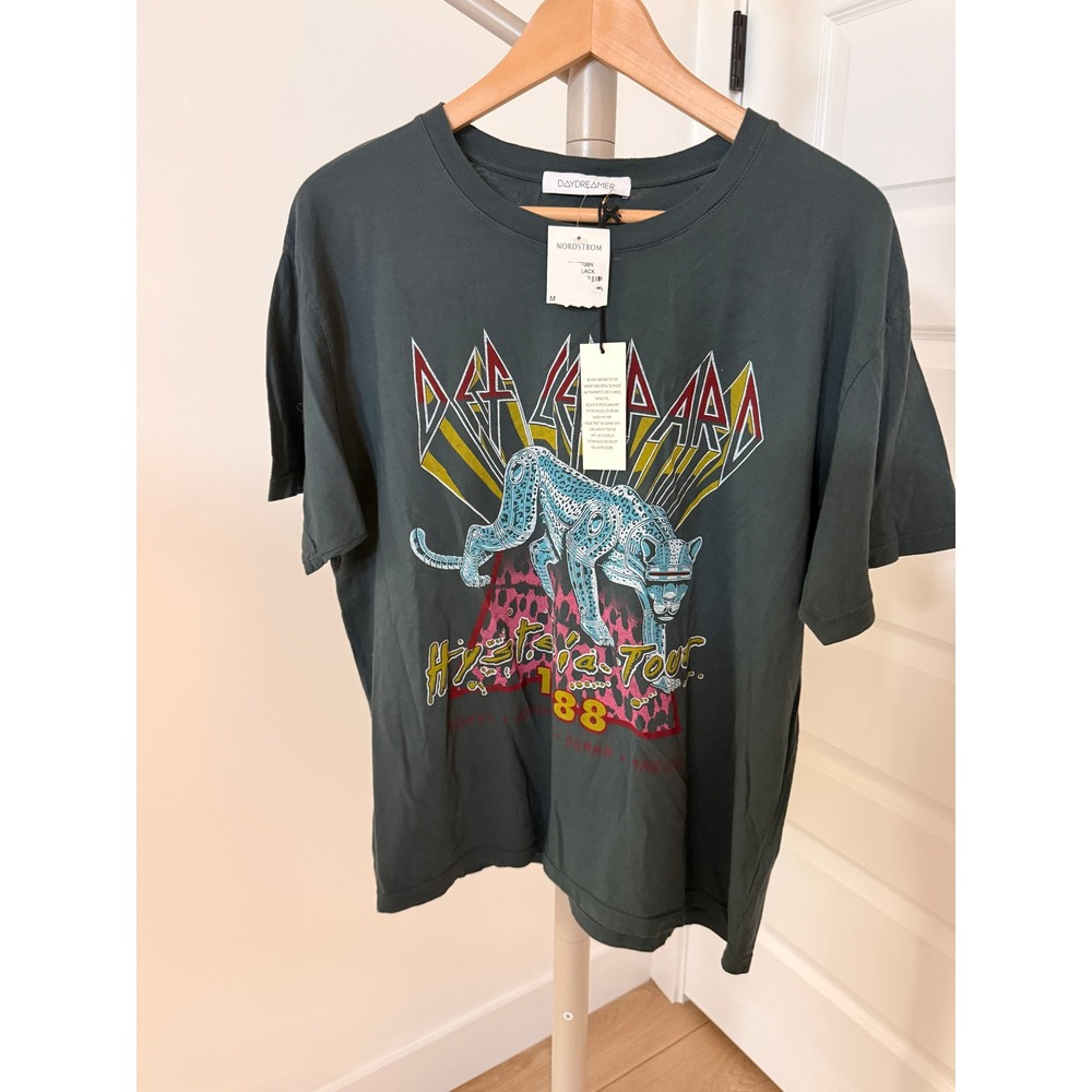 Daydreamer Def Leppard Hysteria Tour 1988 Band Tee Washed Black Oversized M NWT